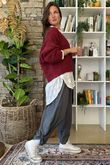 Hygge Boucle Slouch Knit Burgundy /19=